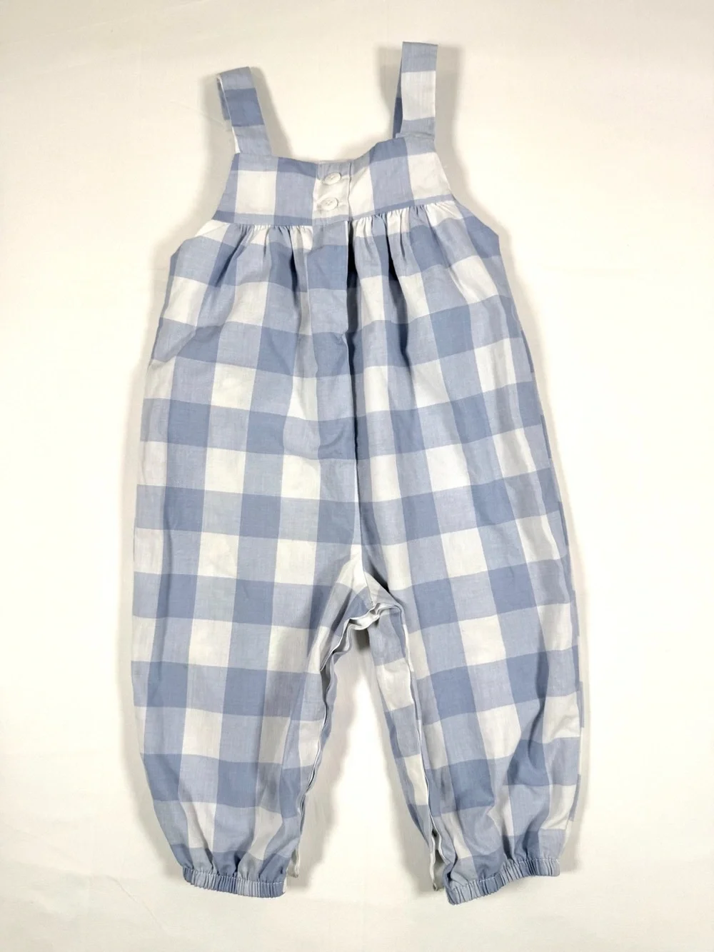 BOUTIQUE Blue Gingham Bee Floral Romper Toddler Girls Size 12M Garden Outfit
